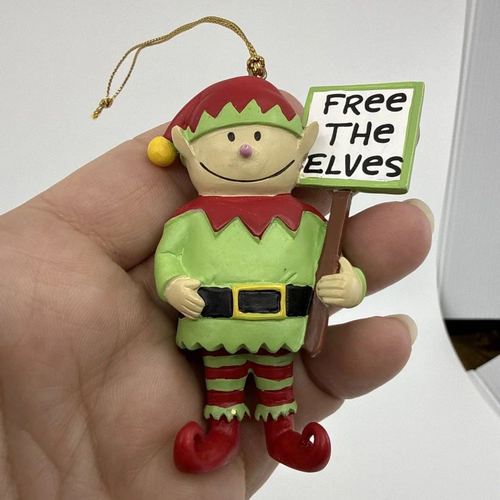 Free The Elves Vtg Christmas Ornament - Our Name Is‎ Mud Elf Activist 3